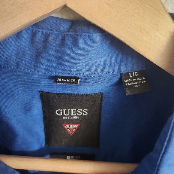 Guess Dress Shirt Men's Slim Fit Large Blue - Picture 7 of 10